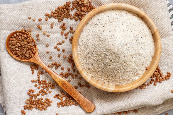 Buckwheat flour in a bowl