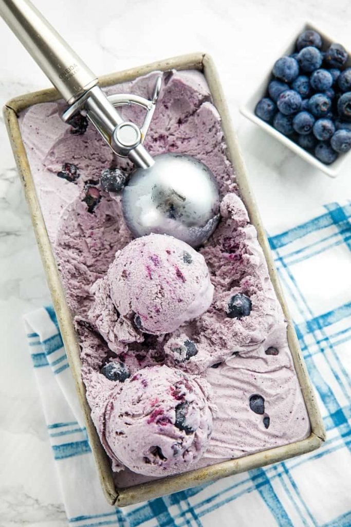 blueberry ice cream in maker