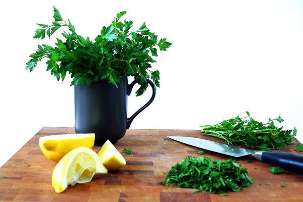 herbs and lemon