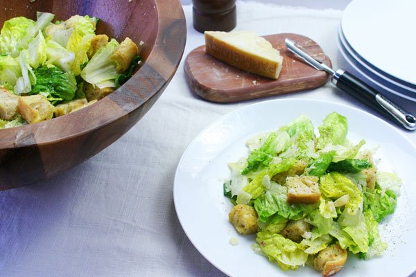 lemon ceaser salad served