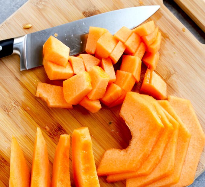 chopped cantaloupe