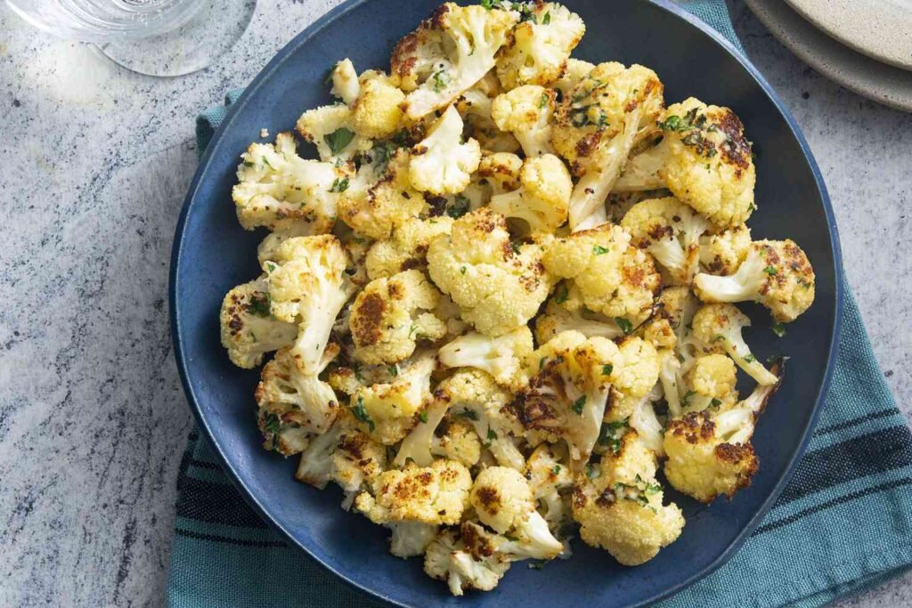 roasted cauliflower in bowl-kookybakes.com