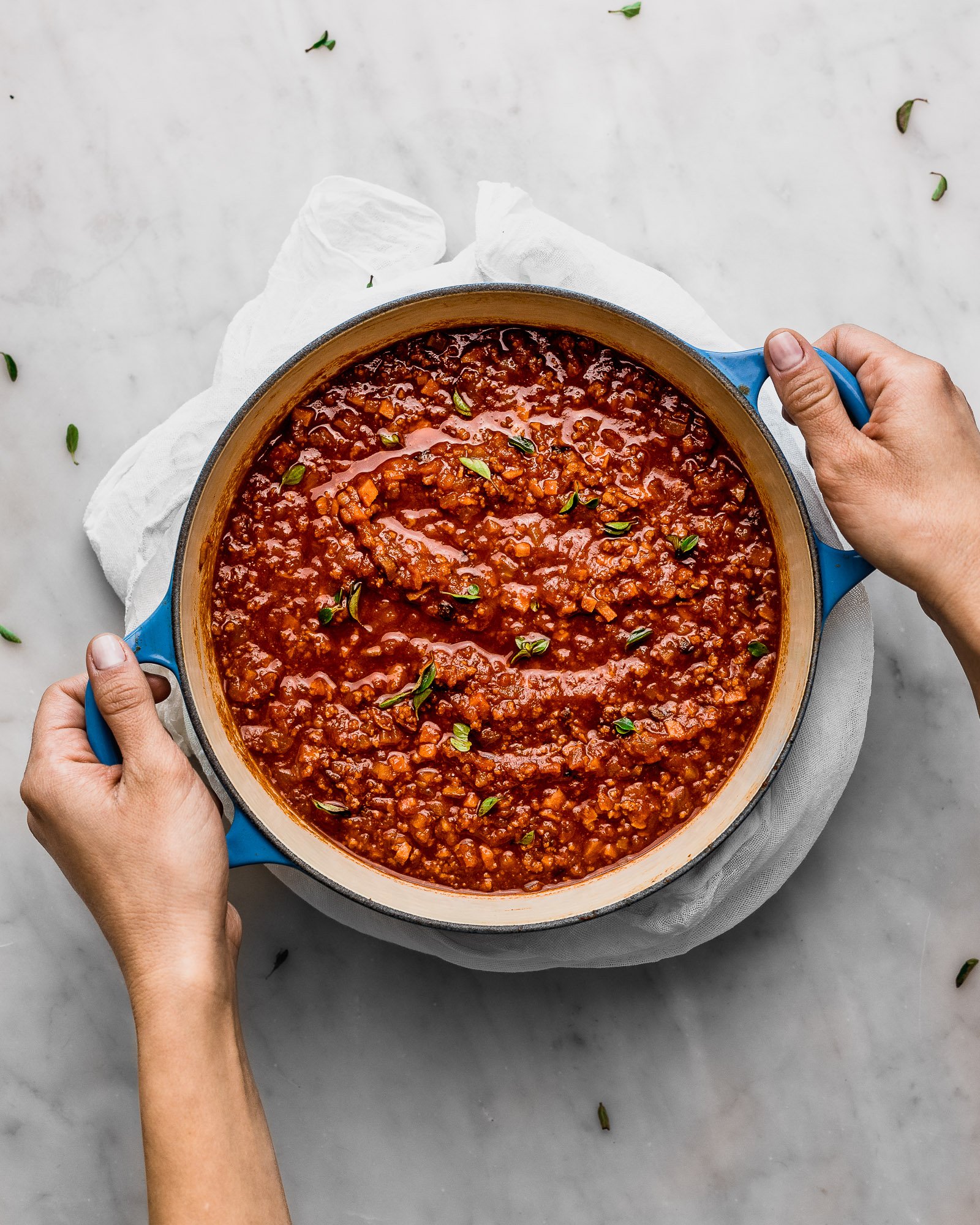 Bolognese-sauce-in serving pan-kookybakes.com